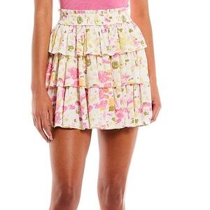 CHELSEA & VIOLET NWOT Mid Rise Printed Ruffled Flippy Skirt Size XS